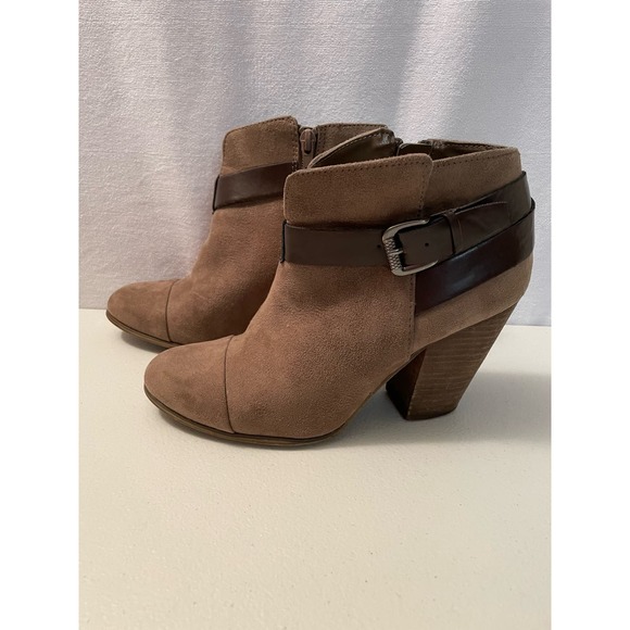 Carlos Santana Harvest suede Ankle‎ Boots chunky heel size 7.5 strap buckle - Picture 5 of 11